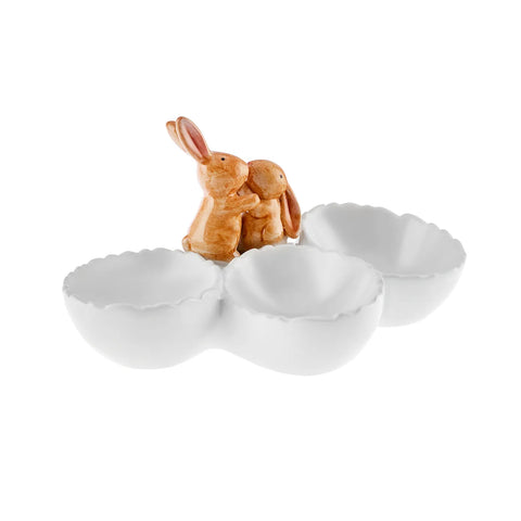 Karaca Easter 3-Compartment Egg Cup, White Multi