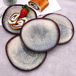 Karaca Galactic Reactive Glaze 4-Piece Dinner Plate Set for 4 People, 27cm, Black Multi