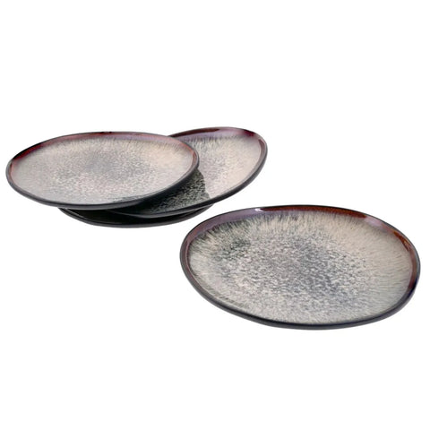 Karaca Galactic Reactive Glaze 4-Piece Dinner Plate Set for 4 People, 27cm, Black Multi