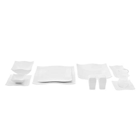 Karaca Vals 40-Piece Porcelain Dinner Set for 6 People, White