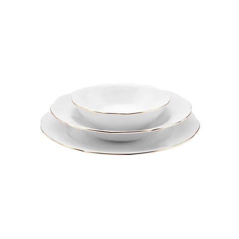 Karaca Yonca 18-Piece Porcelain Dinner Set for 6 People, White Gold