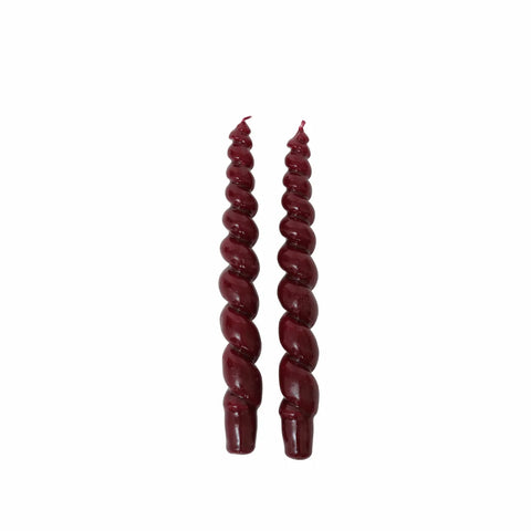 Karaca Home Spin Spiral Dinner Candle Set, 2 Piece, Burgundy