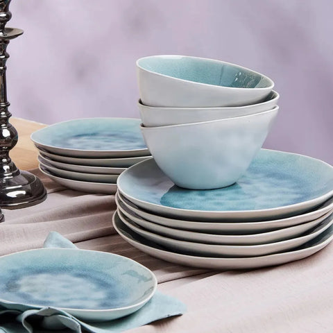 Karaca 18 Piece Reactive Glaze Dinner Set for 6 People Turquoise