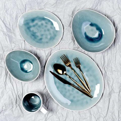 Karaca 30-Piece Reactive Glaze Dinner Set for 6 People, Turquoise