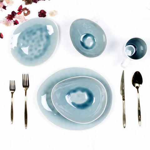 Karaca 30-Piece Reactive Glaze Dinner Set for 6 People, Turquoise