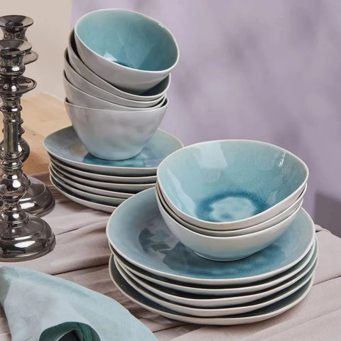 Karaca 30-Piece Reactive Glaze Dinner Set for 6 People, Turquoise