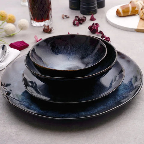 Karaca 24-Piece Reactive Glaze Dinner Set for 6 People, Blue