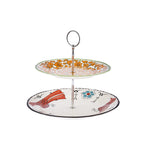 Karaca Paye Seljuk Collection Porcelain 2-Tier Cake Stand, 17cm, Red Multi