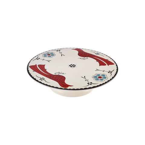 Karaca Paye Seljuk Collection Porcelain Cake Stand, 32cm, Red Multi