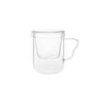 Karaca Pia 2 Piece Double Wall Glass Heart Mug with Lid, 400ml, Transparent