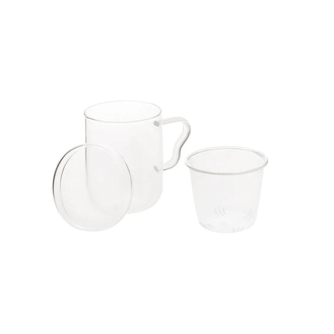 Karaca Pia 2 Piece Double Wall Glass Heart Mug with Lid, 400ml, Transparent