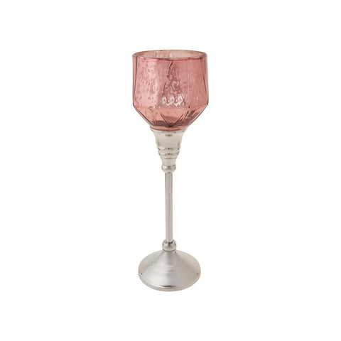 Karaca Lucca Tealight Candlestick, 28cm, Pink Silver