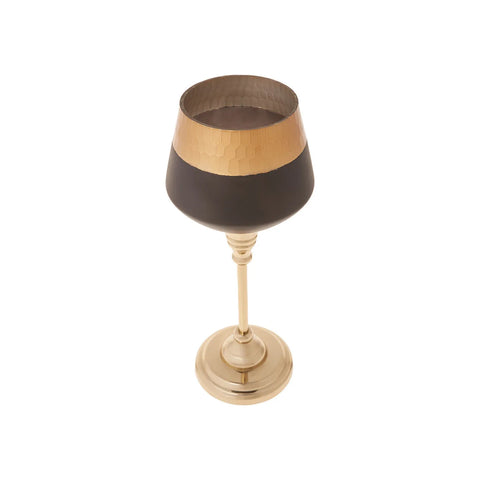 Karaca Lucca Tealight Candlestick, 30.5cm, Black Gold