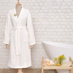 Karaca Home Queen 100% Turkish Cotton Embroidered Bathrobe, Small Medium, Off White