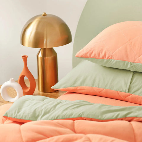 Karaca Home Smart Comfort Orange 100% Microfiber Duvet Set with Bed Sheet, Single, Orange Green