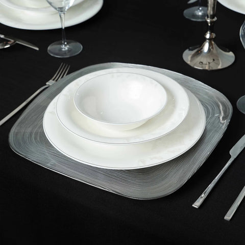 Karaca Home Premium Glass Charger Plate, 37cmx37cm, Silver