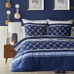 Nautica Knot 100% Turkish Cotton Duvet Cover Set, Super King, 260cmx220cm, Navy Blue Multi