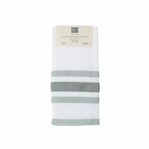 Karaca Home Swiss 100% Turkish Cotton Kitchen Towel Set, 2 Piece, 60cmx40cm, Green White