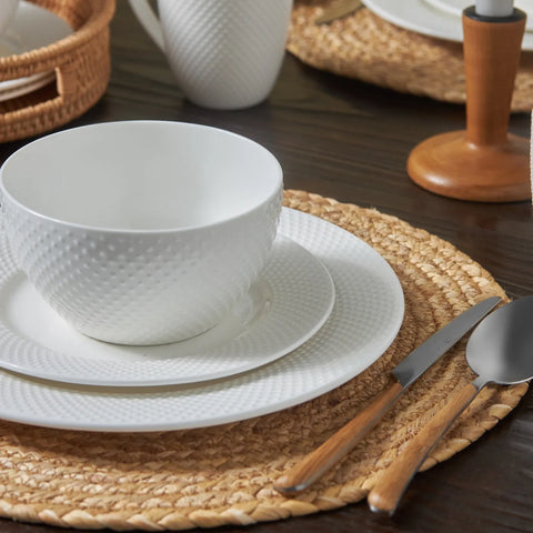 Embossed white dinnerware best sale