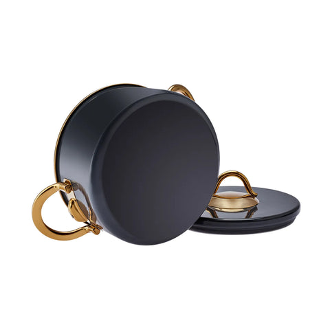 Karaca Ilion 8-Piece Enamel Cookware Set, Anthracite Gold