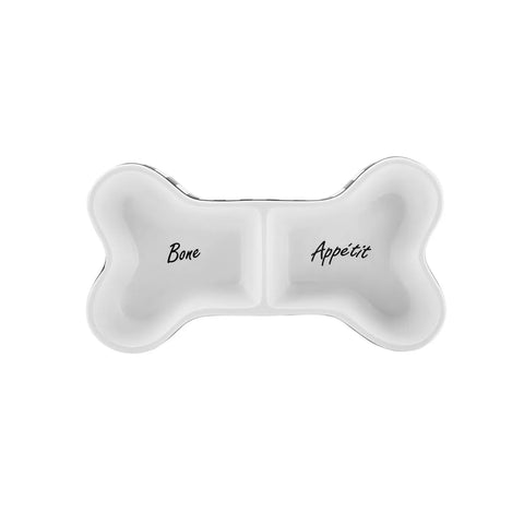 Karaca Bone Appetit 2-Compartment Pet Bowl, 10cmx28cm, White Black