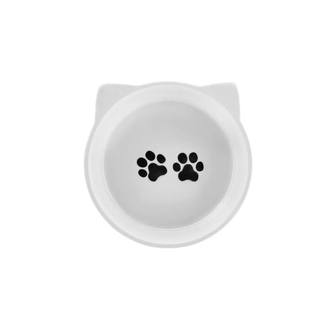 Karaca Ceramic Round Pet Bowl, 14cm, White Multi