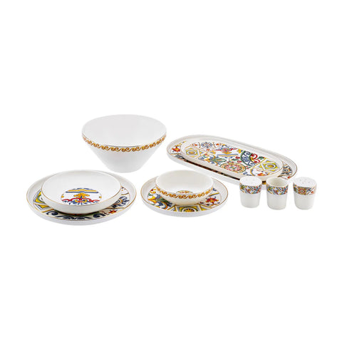 Karaca Streamline Milano 59-Piece New Generation Bone China Dinner Set for 12 People, White Multi