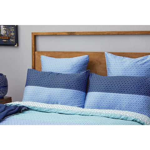 Nautica Grace 100% Turkish Cotton Duvet Cover Set, Single, 140cmx200cm, Blue Multi