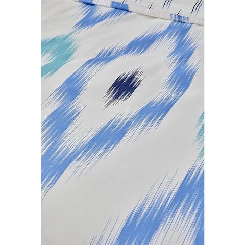 Nautica Ikat 100% Turkish Cotton Duvet Cover Set, Single, 140cmx200cm, White Blue