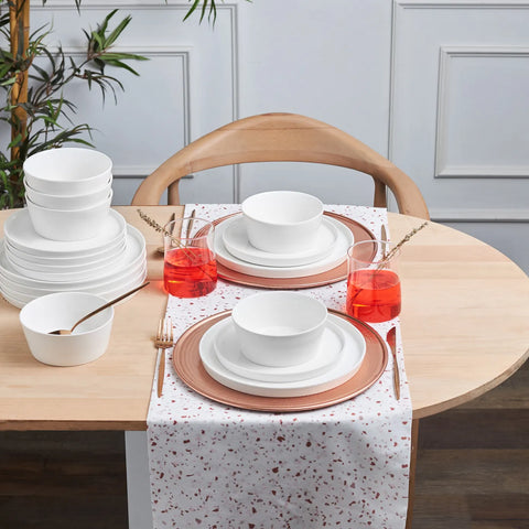 Karaca Salvare 18-Piece New Generation Bone China Dinner Set for 6 People, White