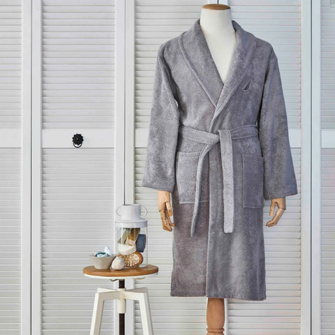 Nautica Home Crew 100% Turkish Cotton Bathrobe, XLarge, Grey