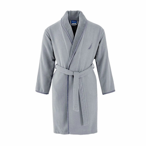 Nautica Home Marlin 100% Turkish Cotton Bathrobe, Small, Grey