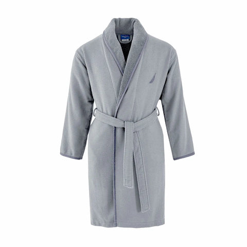 Nautica Home Marlin 100% Turkish Cotton Bathrobe, Medium, Grey