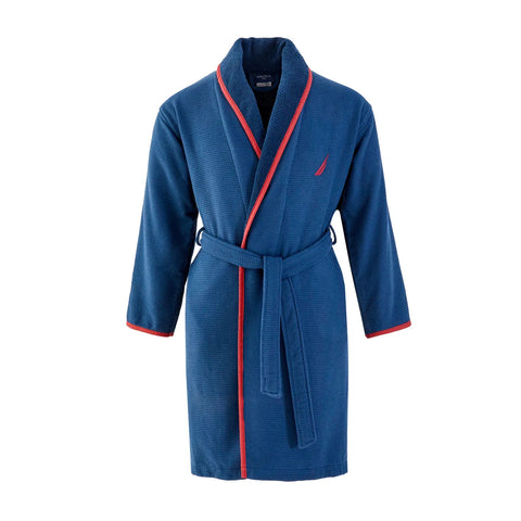 Nautica Home Marlin 100% Turkish Cotton Bathrobe, Medium, Navy Blue Red