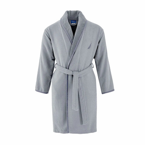 Nautica Home Marlin 100% Turkish Cotton Bathrobe, Large, Grey