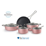 Karaca Mastermaid BioDiamond 9-Piece Cookware Set, Pink