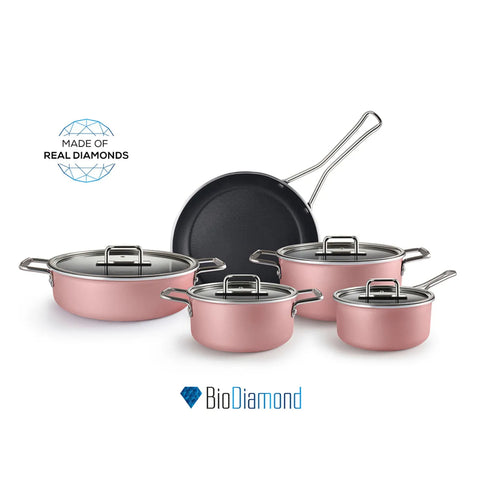 Karaca Mastermaid BioDiamond 9-Piece Cookware Set, Pink