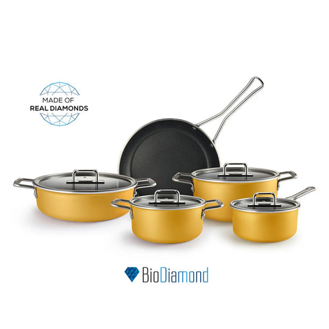 Karaca Mastermaid BioDiamond 9-Piece Cookware Set, Yellow