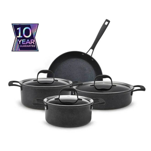 Karaca BioDiamond Pro 7-Piece Non-Stick Induction Cookware Set, Black