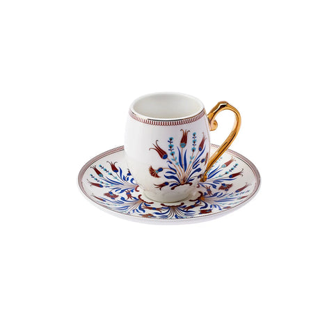 Karaca Finike 12 Piece Porcelain Espresso Turkish Coffee Cup for 6 People, 80ml, White Multi