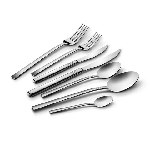 Karaca Nil 84-Piece 316+ Stainless Steel Cutlery Set for 12 People, Silver