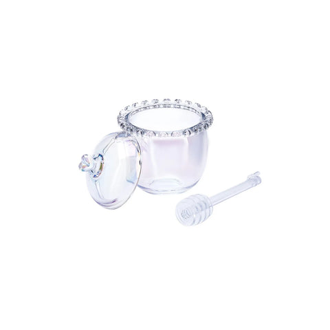 Karaca Rory Glass Honey Pot, 9cm, Transparent