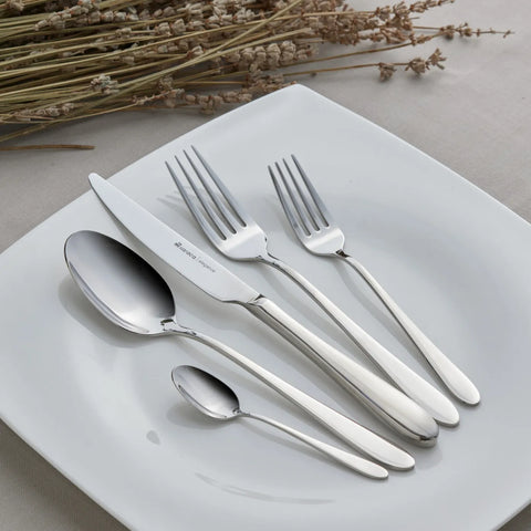 Karaca Silas 60-Piece Stainless Steel Cutlery Set for 12 People, Silver