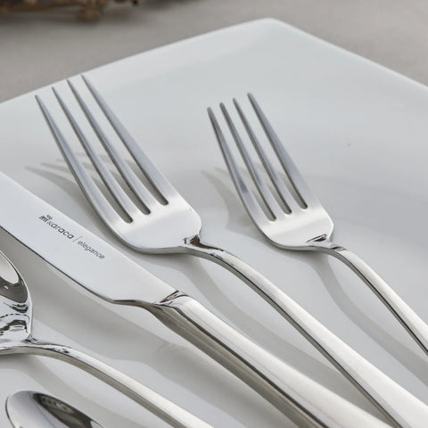 Karaca Silas 60-Piece Stainless Steel Cutlery Set for 12 People, Silver