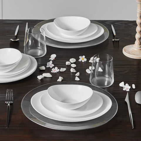 Karaca White Pure 12-Piece Opal Glass Dinner Set for 4 People, White