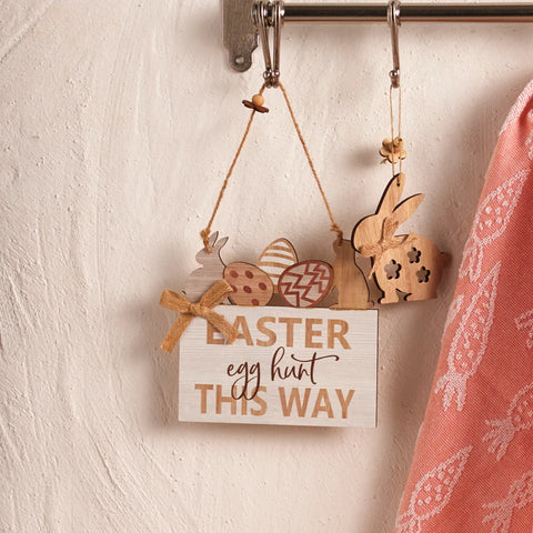 Karaca Easter This Way Wooden Decorative Wall Hanging, 15cmx15cm, Multi