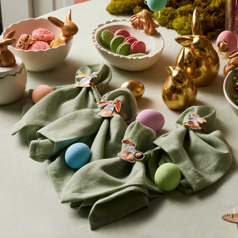 Easter Rabbit Metal Napkin Ring Set, 4 Piece