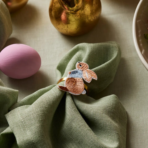 Easter Rabbit Metal Napkin Ring Set, 4 Piece