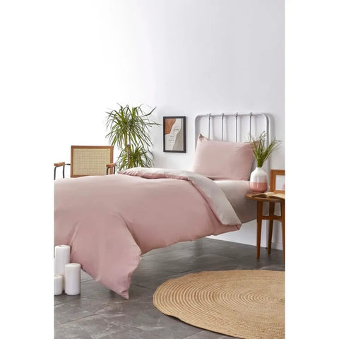 Karaca Home Duvet Cover Set, Single, Powder Pink Beige