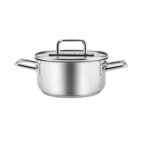 Karaca Grace Stainless Steel Induction Stockpot with Lid, 20cm, Silver